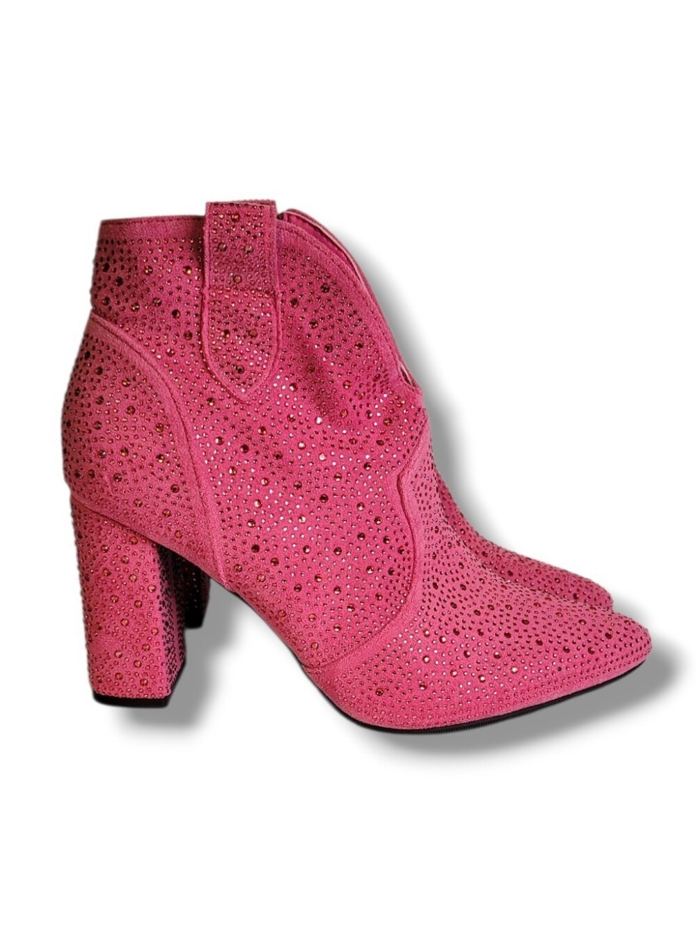 Pierre Dumas Pink Rhinestone Ankle Boots - 9